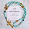 PRAYERFUL FAITH: Handcrafted Turquoise & Gold Alloy Rosary with Gift Card