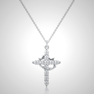 Modern Crowned in Faith Cross Necklace, Earrings