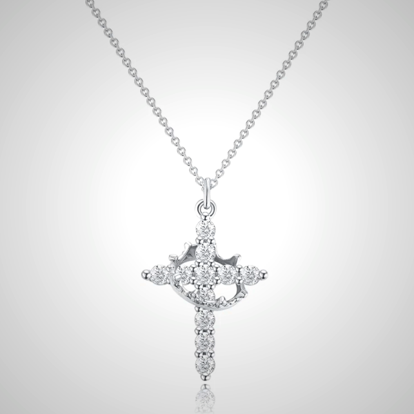 Modern Crowned in Faith Cross Necklace, Earrings