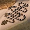 "Faith walks with you" Vintage Obsidian Tiger Eye Beads Rosary with Pardon Crucifix & St. Benedict