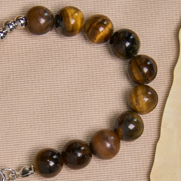 Christianartworkshop Compact Tiger Eye Pocket Rosary with Crucifix & Divine Mercy for Daily Prayers