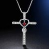 Christianartworkshop 12-Month Birthstone Cross Necklace with Heart Design and Sparkling Accents