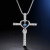 Christianartworkshop 12-Month Birthstone Cross Necklace with Heart Design and Sparkling Accents