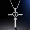 Christianartworkshop 12-Month Birthstone Cross Necklace with Heart Design and Sparkling Accents