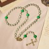 Elegant Clear White and Green Rosary with Our Lady of Guadalupe