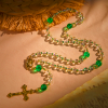 Elegant Clear White and Green Rosary with Our Lady of Guadalupe