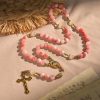 Christianartworkshop PRAYERFUL FAITH: Handmade Pink Glossy Beads Rosary with Gift Card