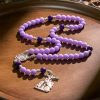Lavender Matte Rosary Adorned with Crucifix Scene and Miraculous Medal