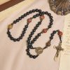 Handcrafted Matte Black and Earth-Tone Rosary Featuring St. Benedict