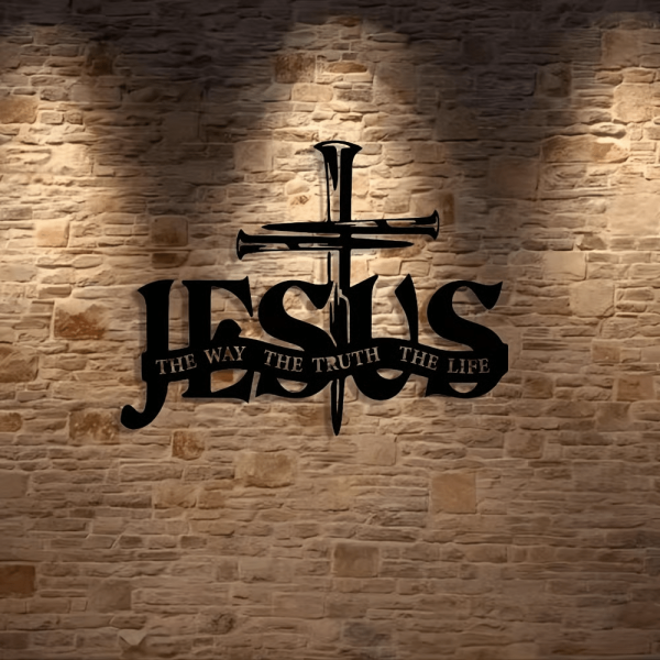 Christianartworkshop Faithful Jesus & Cross Design Metal Wall Decor Home Decoration
