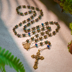 Faithful Hematite Rosary Featuring Bronze Crucifix and Saint Benedict Charm