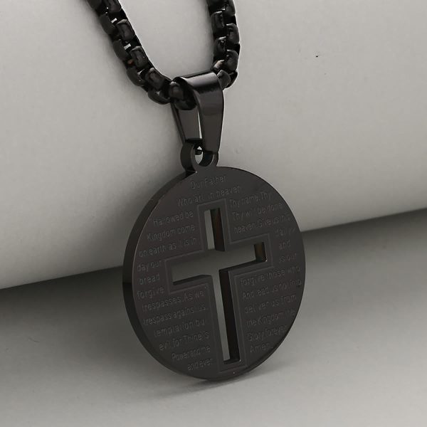 Christianartworkshop Hollow Cross Pendant Necklace with Inspirational Prayer in Three Elegant Colors