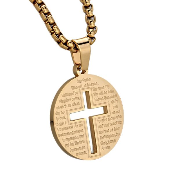 Christianartworkshop Hollow Cross Pendant Necklace with Inspirational Prayer in Three Elegant Colors