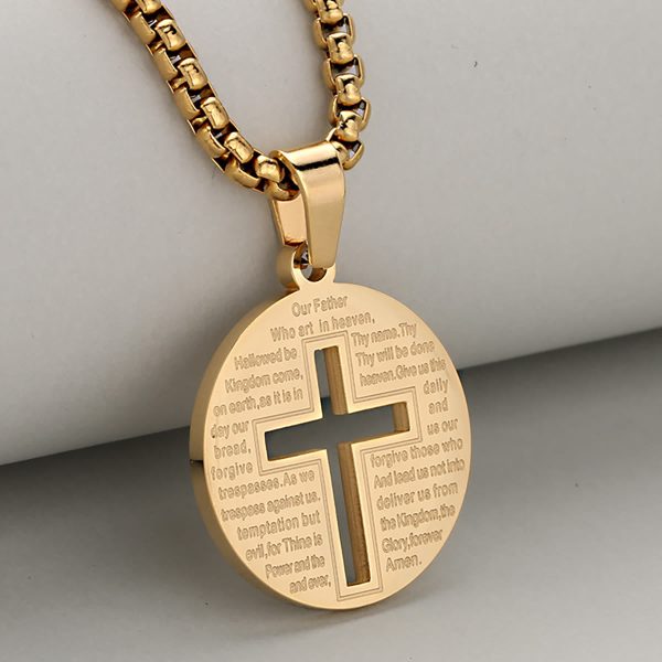 Christianartworkshop Hollow Cross Pendant Necklace with Inspirational Prayer in Three Elegant Colors