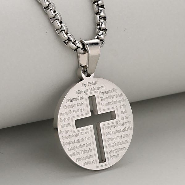 Christianartworkshop Hollow Cross Pendant Necklace with Inspirational Prayer in Three Elegant Colors
