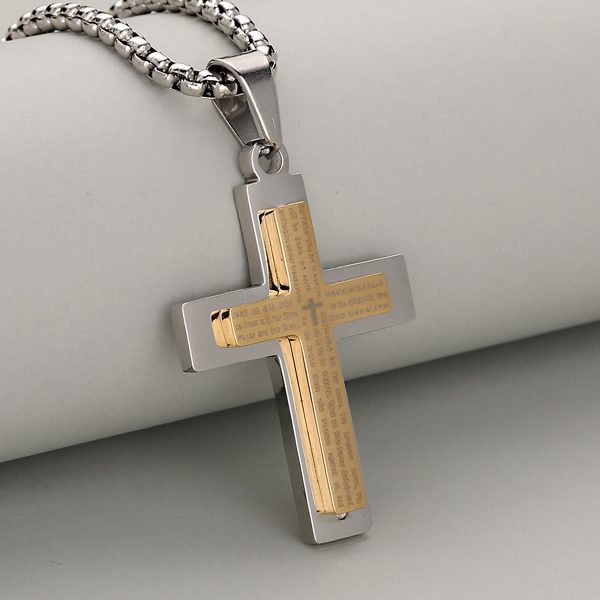 Christianartworkshop Minimalist Tricolor Cross Necklace Embodying Faith and Simplicity
