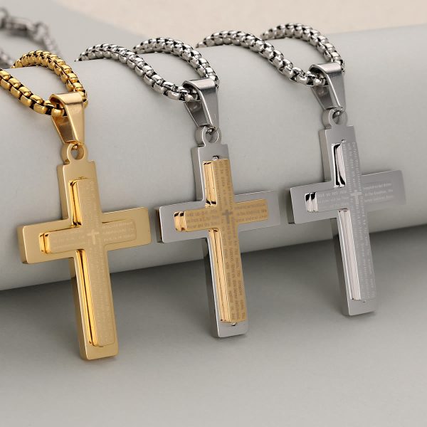 Christianartworkshop Minimalist Tricolor Cross Necklace Embodying Faith and Simplicity