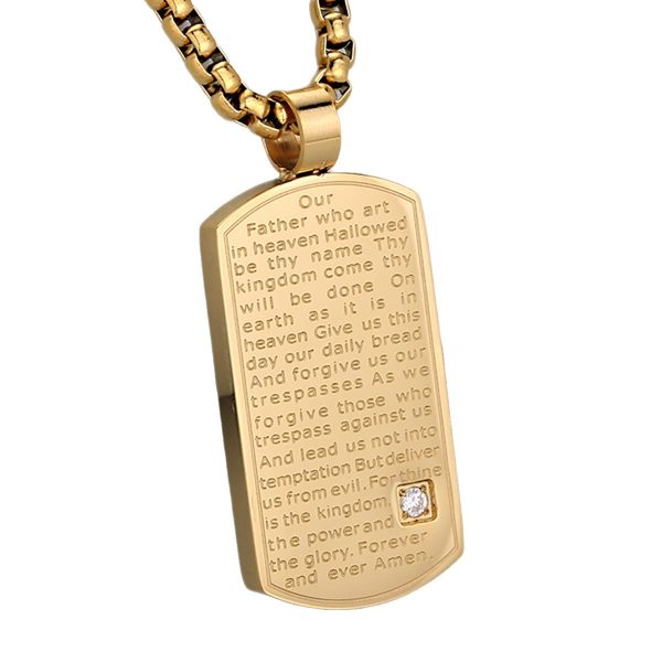 Christianartworkshop Three Color Lord's Prayer Rectangular Necklace Expressing Faith and Hope