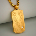 Three Color Lord's Prayer Rectangular Necklace Expressing Faith and Hope