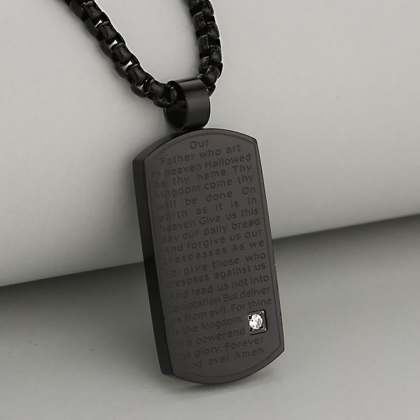 Christianartworkshop Three Color Lord's Prayer Rectangular Necklace Expressing Faith and Hope