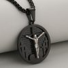 Christianartworkshop Round Crucifix Pendant Necklace in Four Colors Perfect for Religious Gifts