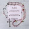 Christianartworkshop Jesus Is The Gift: Handmade Elegant Pink Crystal Rosary with 3D Rose Beads with Gift Card