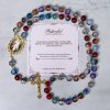 Christianartworkshop PRAYERFUL FAITH: Handmade Gradient Multicolor Glass Bead & Brass Crucifix Rosary with Gift Card