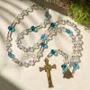 Elegant Clear Shining Beads Rosary with Bronze St. Benedict for Daily Prayer