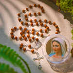 Classic Caramel Beads Rosary with Crucifix and Gifted Virgin Mary Keepsake Box