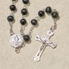 Black Wooden Prayer Rosary with Crucifix and Divine Mercy Religious Gift Box