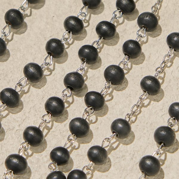 Black Wooden Prayer Rosary with Crucifix and Divine Mercy Religious Gift Box