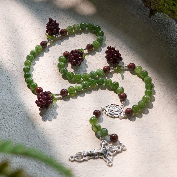 Green and Purple Grape Bead Rosary Inspired by Christ the True Vine
