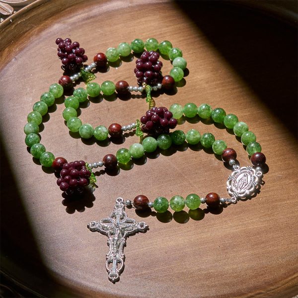 Green and Purple Grape Bead Rosary Inspired by Christ the True Vine