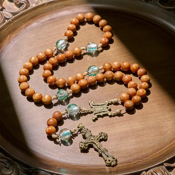 Thanksgiving Gift: Classic Thuja Brown Wooden Rosary Honoring God's Creation with the Rhythm of Wood