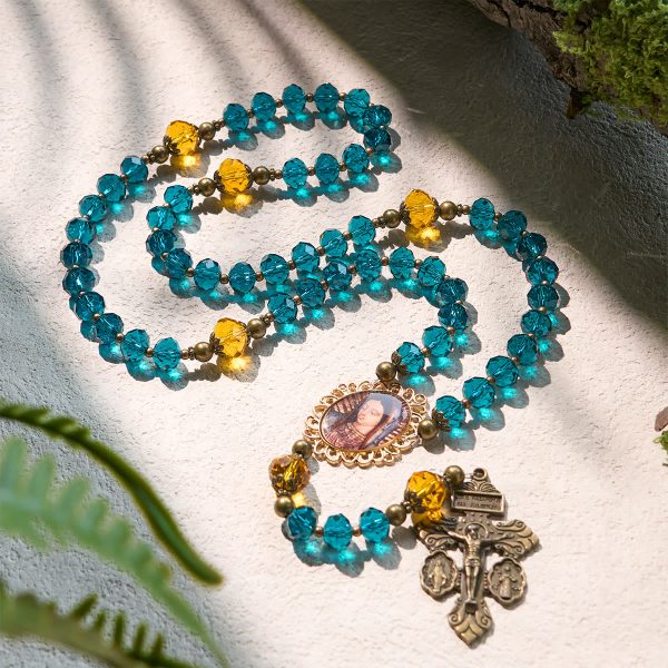 Thanksgiving Gift: Shining Blue and Amber Rosary | Respect God's guidance