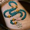 Shining Blue and Amber Rosary with Our Lady Medal and Antique Pardon Crucifix