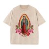 Christianartworkshop Vintage Our Lady of Guadalupe Floral Faith Unisex Washed T-Shirt
