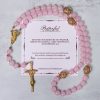 Christianartworkshop PRAYERFUL FAITH: Handmade Pink Chalcedony & Porcelain Golden Sand Beads Rosary