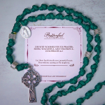 PRAYERFUL FAITH: St. Patrick Medal Dark Green Handmade Paracord Knotted Rosary
