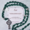 Christianartworkshop PRAYERFUL FAITH: St. Patrick Medal Dark Green Handmade Paracord Knotted Rosary
