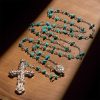 Unique Turquoise Fragment Rosary with Holy Mary & Ornate Crucifix