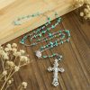 Unique Turquoise Fragment Rosary with Holy Mary & Ornate Crucifix