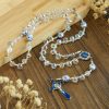 Shining Crystal and Blue Floral Beads Rosary with Enamel Crucifix & Our Lady
