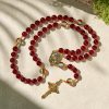 Our Lady of Fatima Rosary with Wine Red and Shining Rainbow Beads of Grace