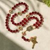 Our Lady of Fatima Rosary with Wine Red and Shining Rainbow Beads of Grace