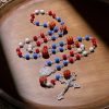 Patriotic Basketball Inspired Beads with St. Benedict Rosary for Sports Faith