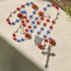 Patriotic Basketball Inspired Beads with St. Benedict Rosary for Sports Faith