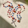 Patriotic Basketball Inspired Beads with St. Benedict Rosary for Sports Faith