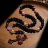 Christianartworkshop Devotional Black and Red Rosary with St. Benedict Blessing and Red Ornate Cross
