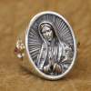 Virgin Mary Oval Ring in 925 Silver Divine Protection and Prayer